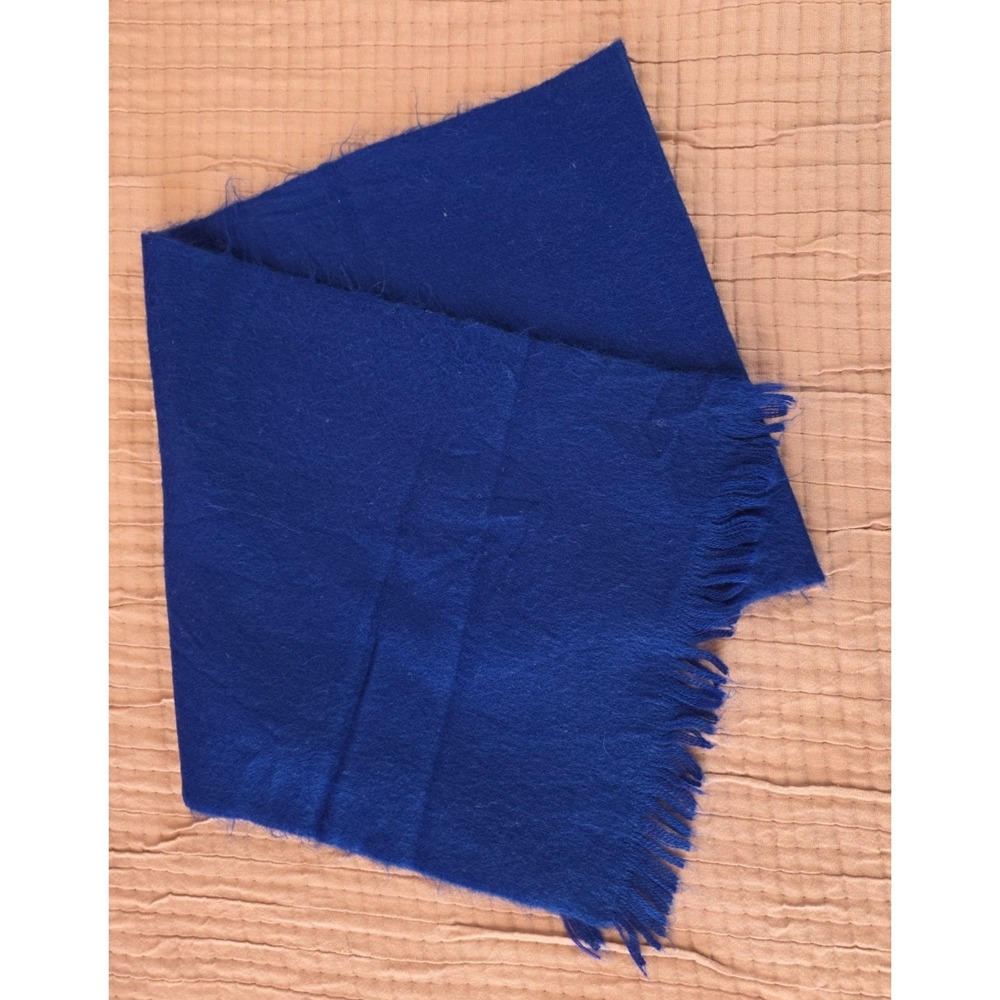 Cashmere Scarf Womens One Size Fits All Blue Fringe Made In England